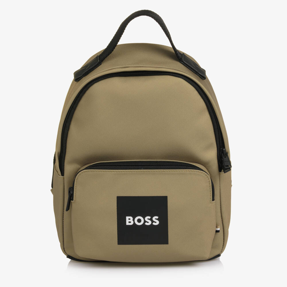 BOSS-Boys Beige Canvas Mini Backpack (28cm) | Childrensalon Outlet