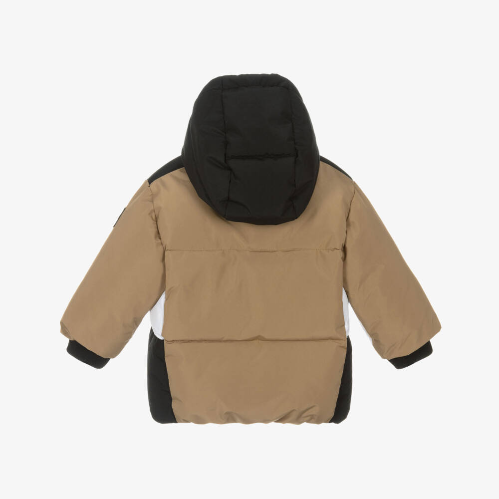 BOSS-Boys Beige Colourblock Puffer Jacket | Childrensalon Outlet