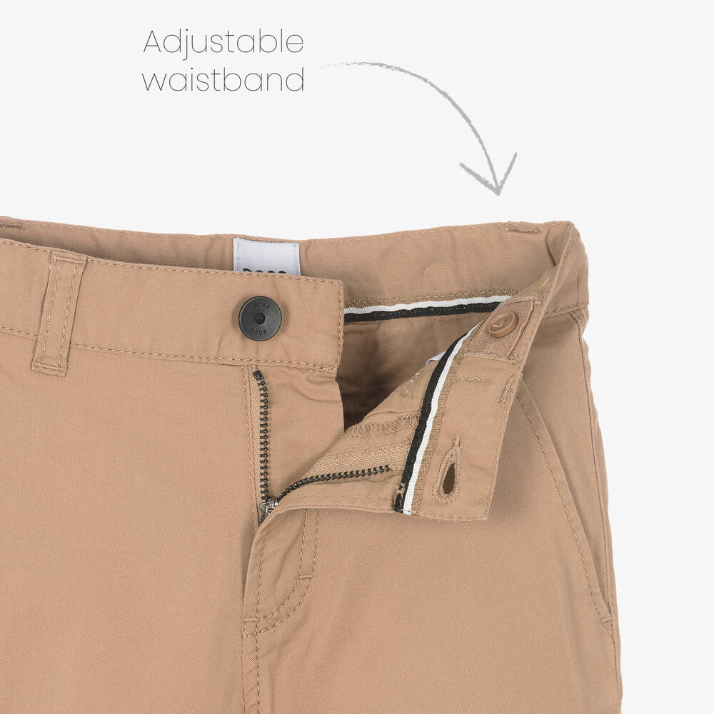 BOSS-Boys Beige Cotton Chino Trousers | Childrensalon Outlet