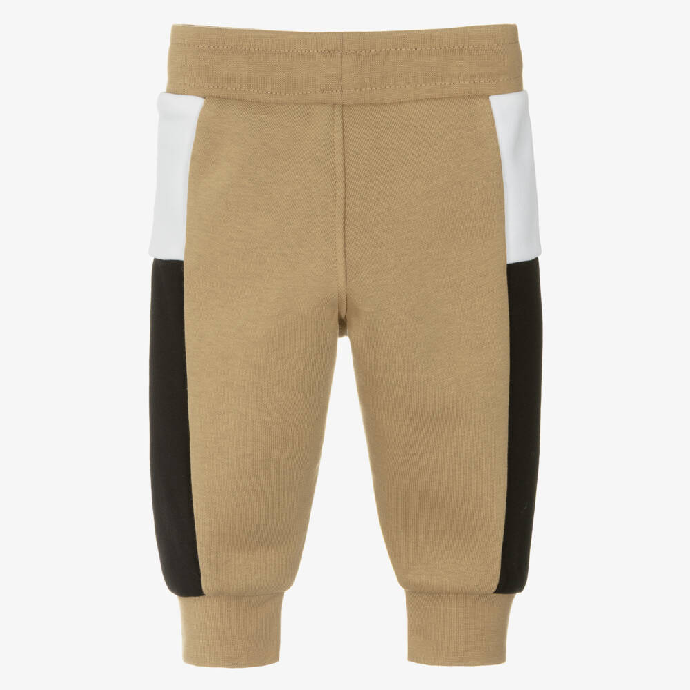 BOSS-Boys Beige Cotton Colourblock Cuffed Joggers | Childrensalon Outlet