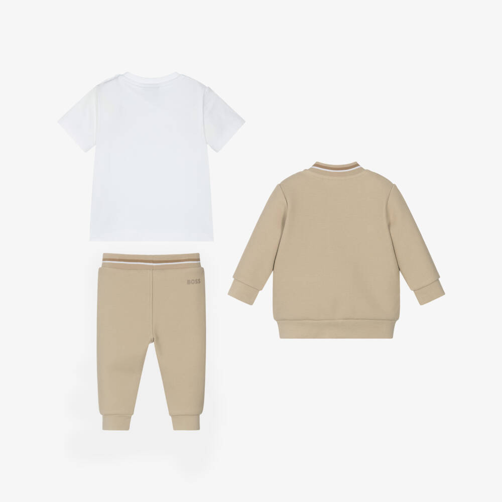 BOSS-Boys Beige Cotton Comfort Set | Childrensalon Outlet
