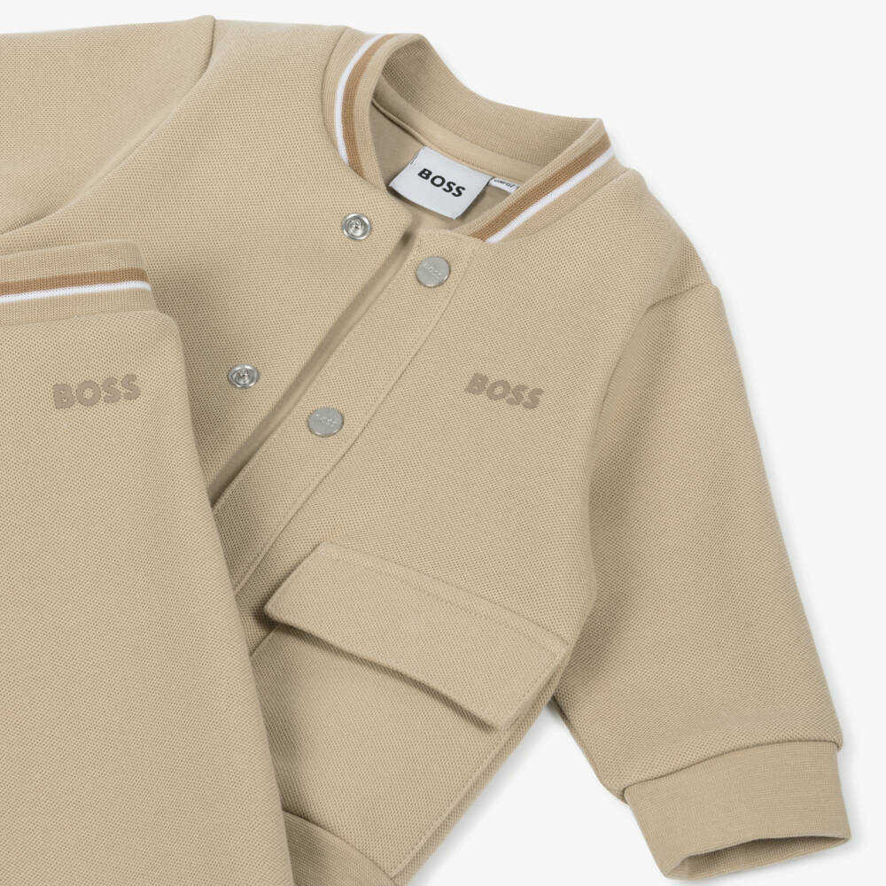 BOSS-Boys Beige Cotton Comfort Set | Childrensalon Outlet