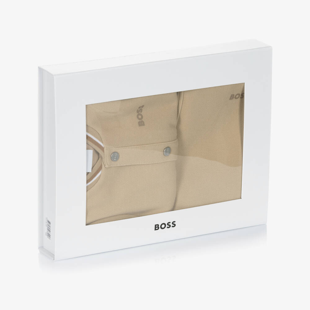 BOSS-Boys Beige Cotton Comfort Set | Childrensalon Outlet
