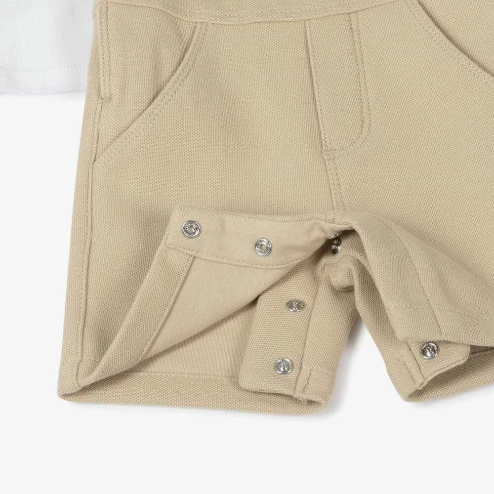 BOSS-Boys Beige Cotton Dungaree Ensemble | Childrensalon Outlet