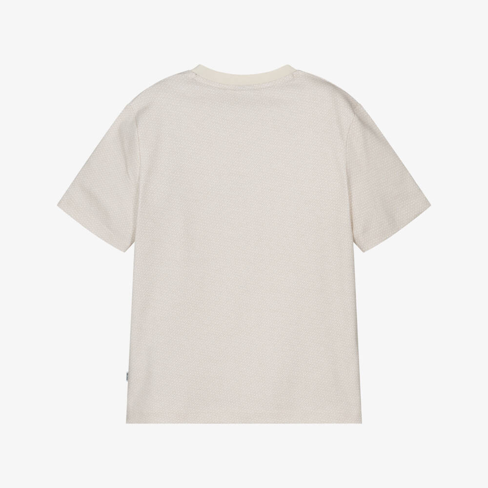 BOSS-Boys Beige Cotton Jersey Monogram T-Shirt | Childrensalon Outlet