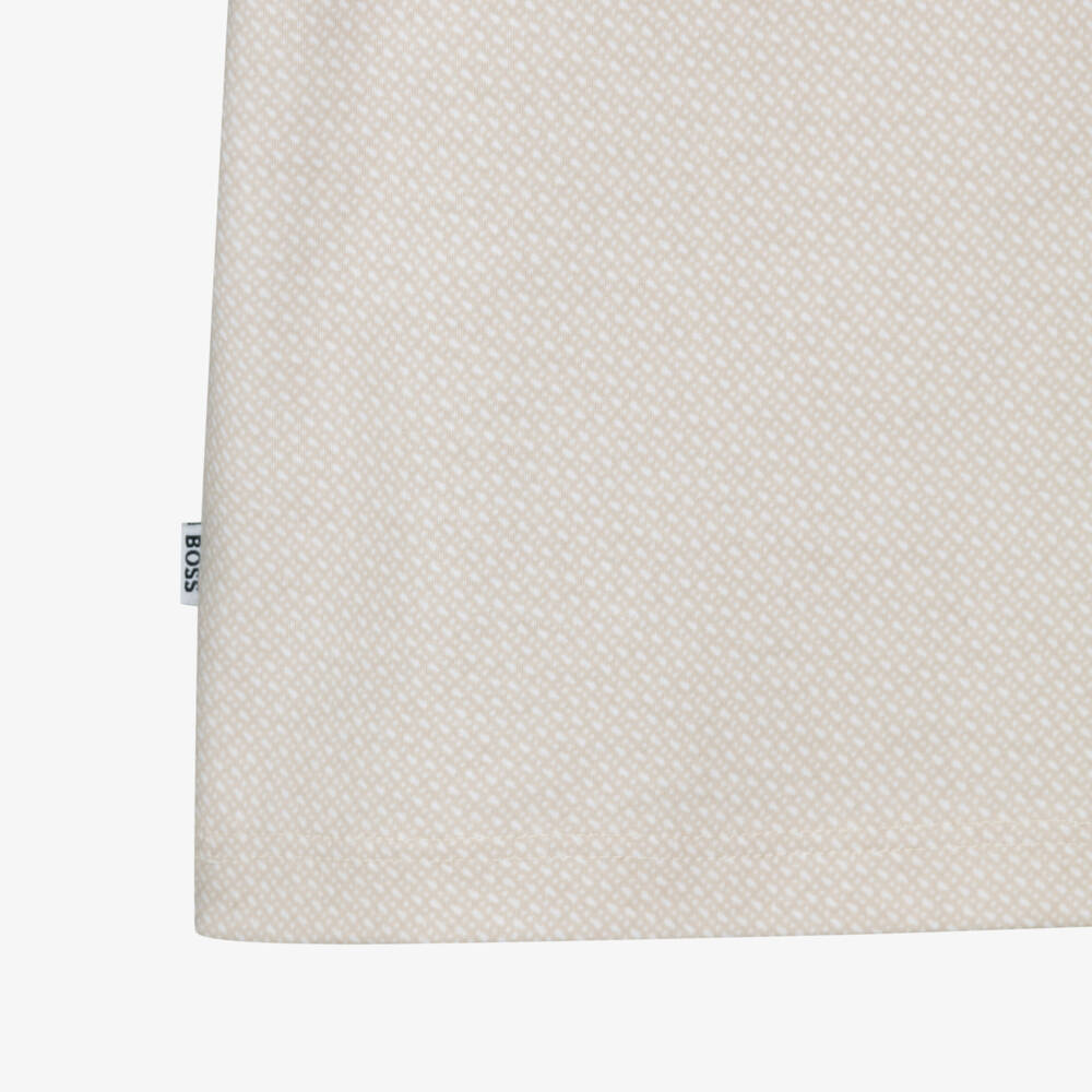 BOSS-Boys Beige Cotton Jersey Monogram T-Shirt | Childrensalon Outlet