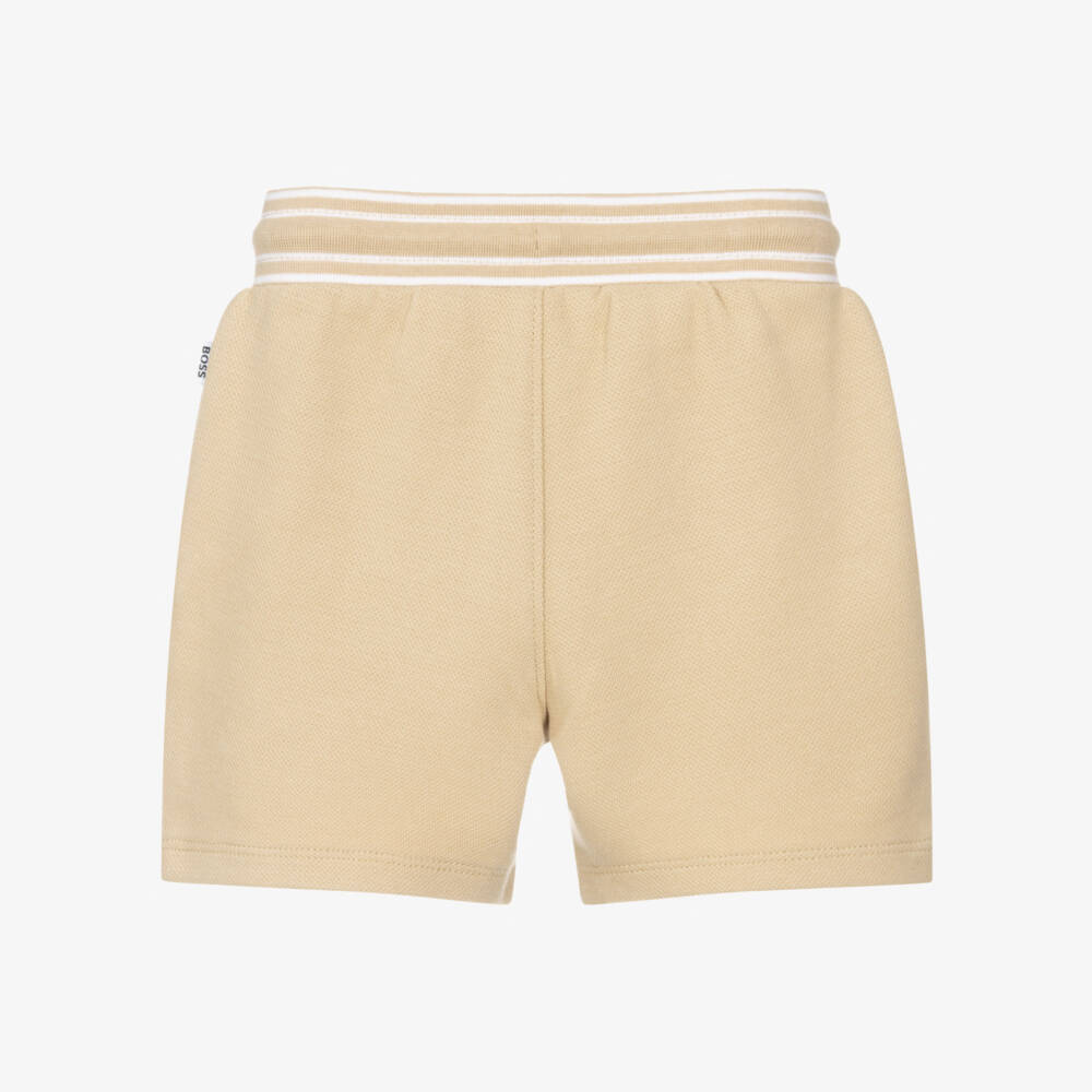 BOSS-Boys Beige Cotton Piqué Shorts | Childrensalon Outlet