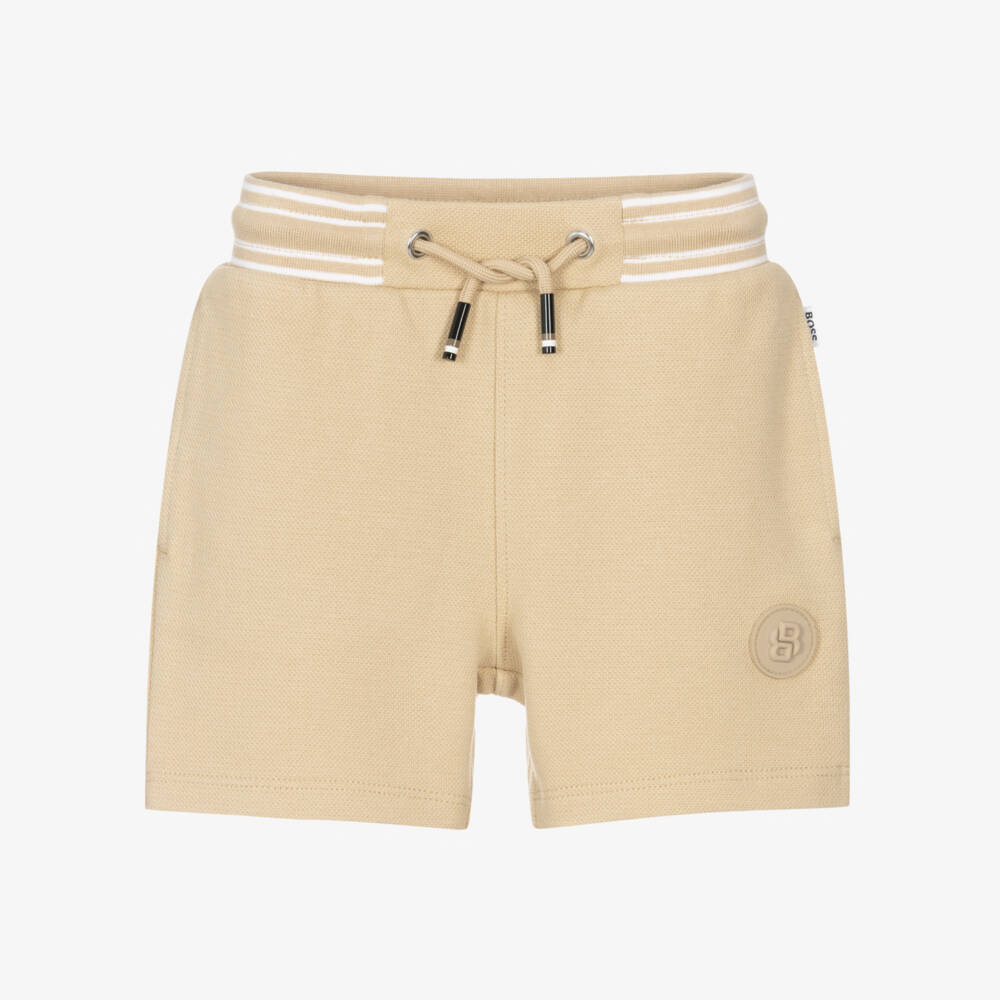 BOSS-Boys Beige Cotton Piqué Shorts | Childrensalon Outlet
