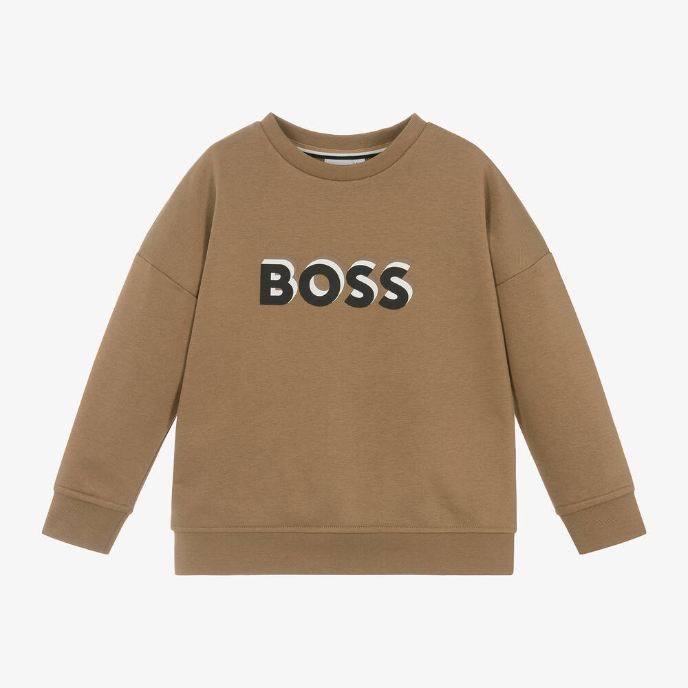 Boys Beige Cotton Sweatshirt