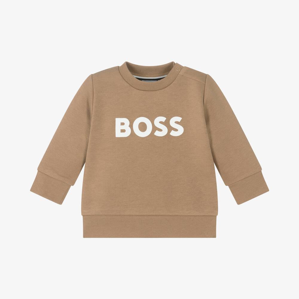 BOSS-Boys Beige Cotton Sweatshirt | Childrensalon Outlet