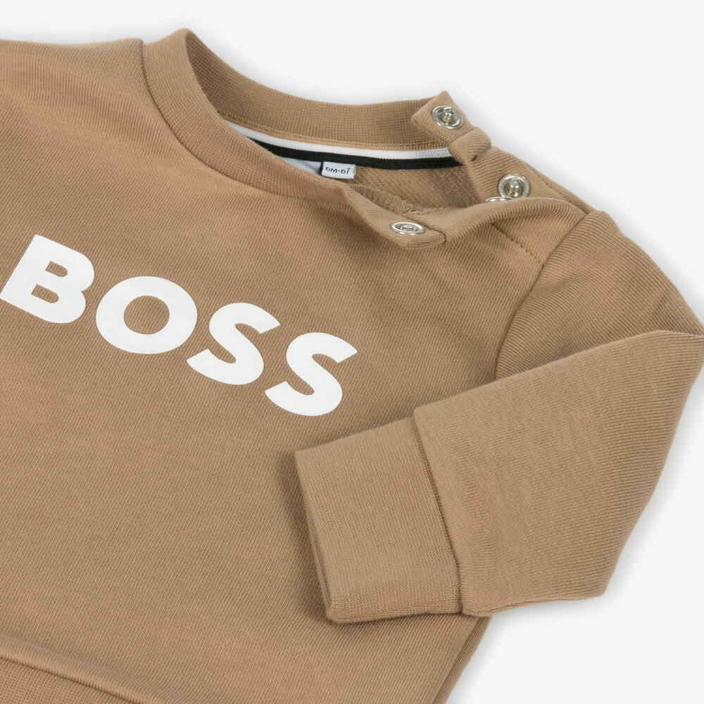 BOSS-Boys Beige Cotton Sweatshirt | Childrensalon Outlet
