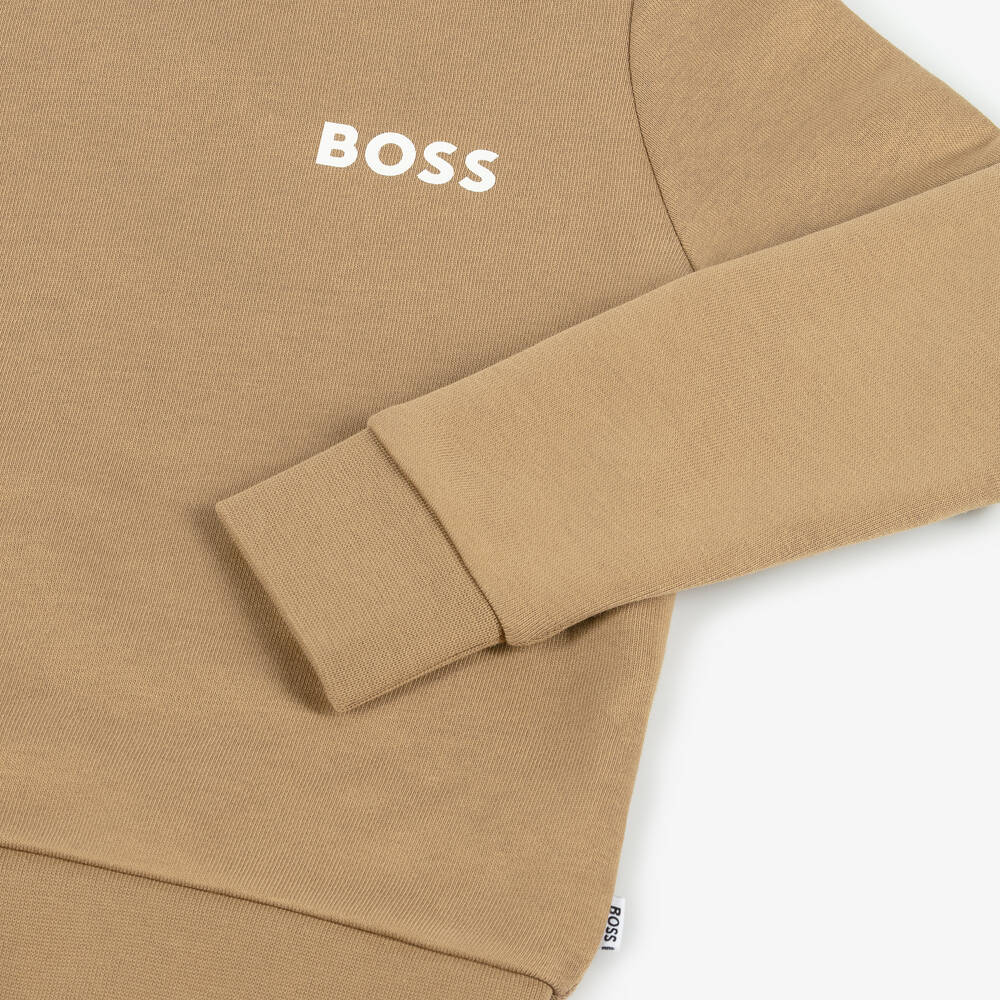 BOSS-Boys Beige Cotton Sweatshirt | Childrensalon Outlet