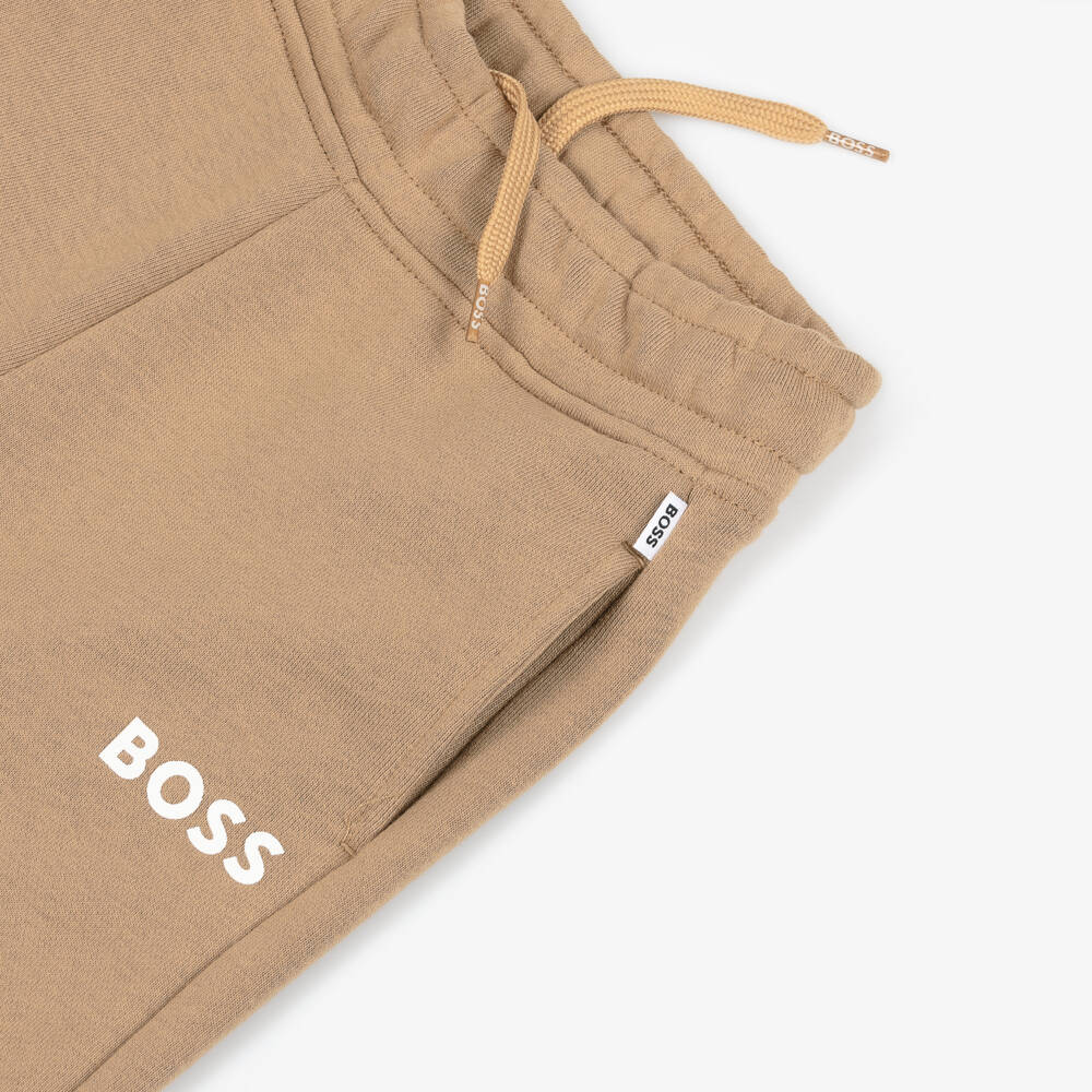 BOSS-Boys Beige Cotton Trousers | Childrensalon Outlet