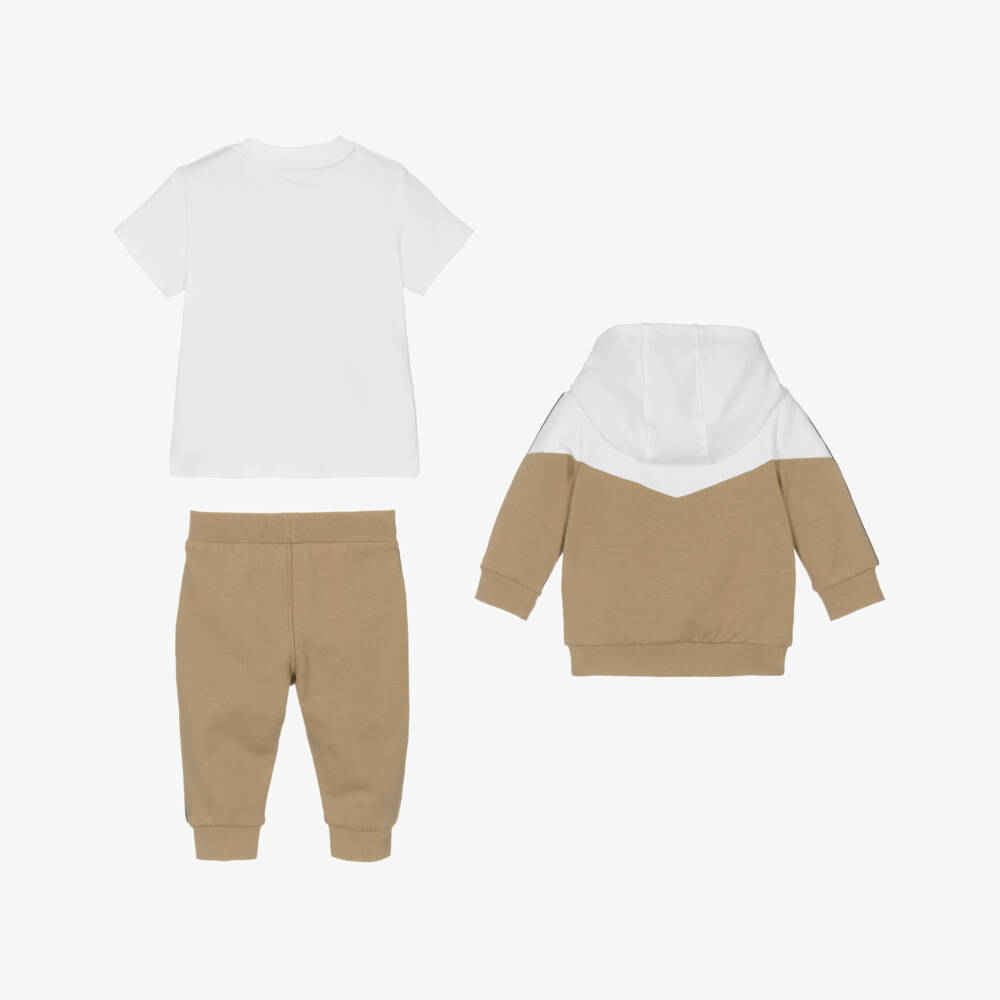 BOSS-Boys Beige & Cream Cotton Jogger Set | Childrensalon Outlet