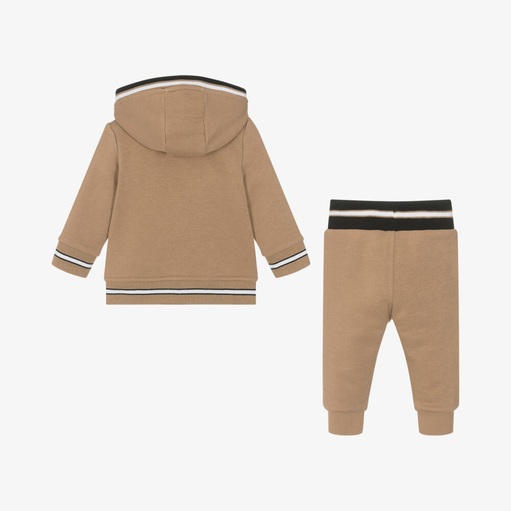 BOSS-Boys Beige Hooded Jogger Set | Childrensalon Outlet