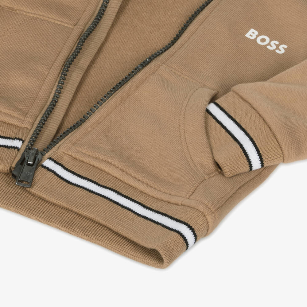 BOSS-Boys Beige Hooded Jogger Set | Childrensalon Outlet