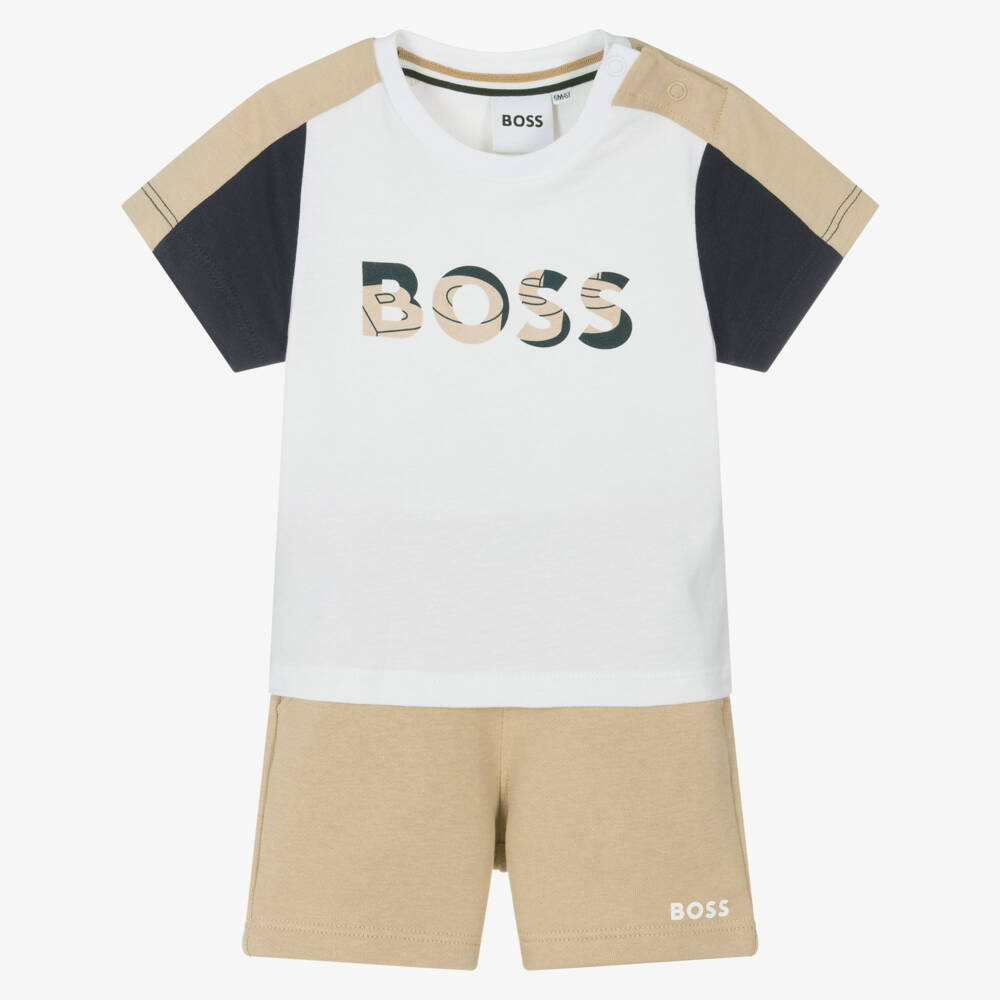BOSS-Бежевый комплект из джерси для мальчиков | Childrensalon Outlet
