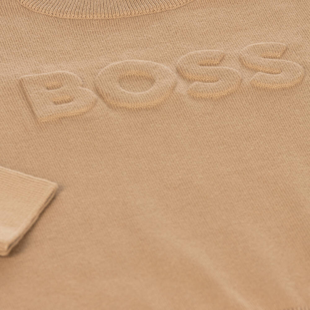 BOSS-Boys Beige Knit Jumper | Childrensalon Outlet
