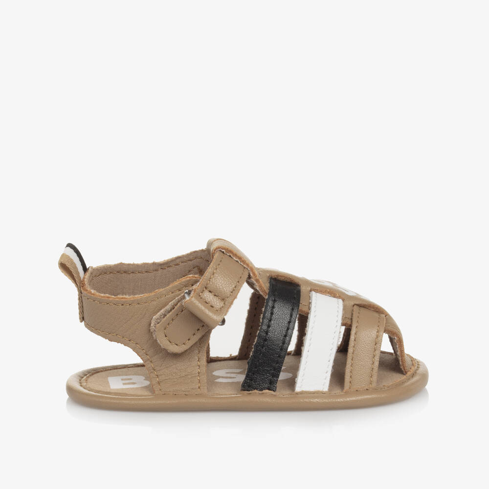 BOSS-Boys Beige Leather First Shoes | Childrensalon Outlet