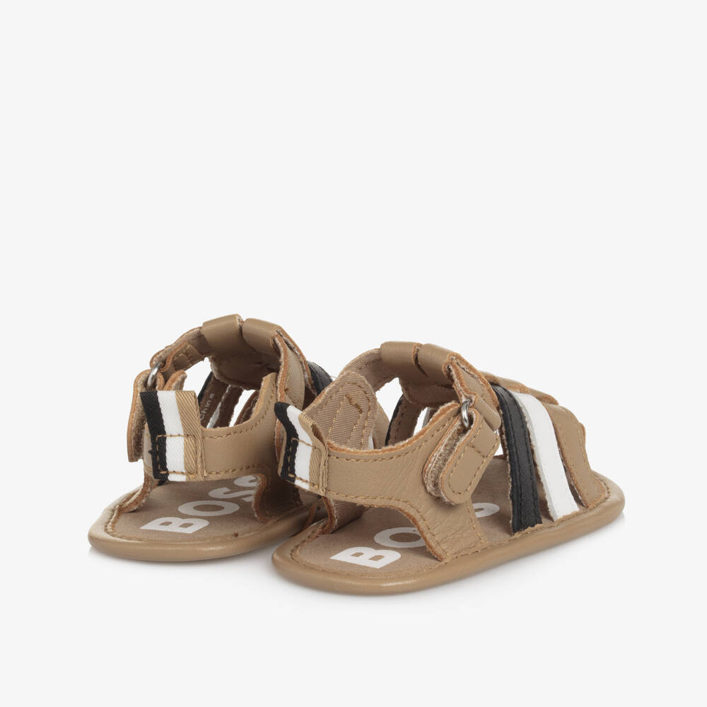 BOSS-Boys Beige Leather First Shoes | Childrensalon Outlet