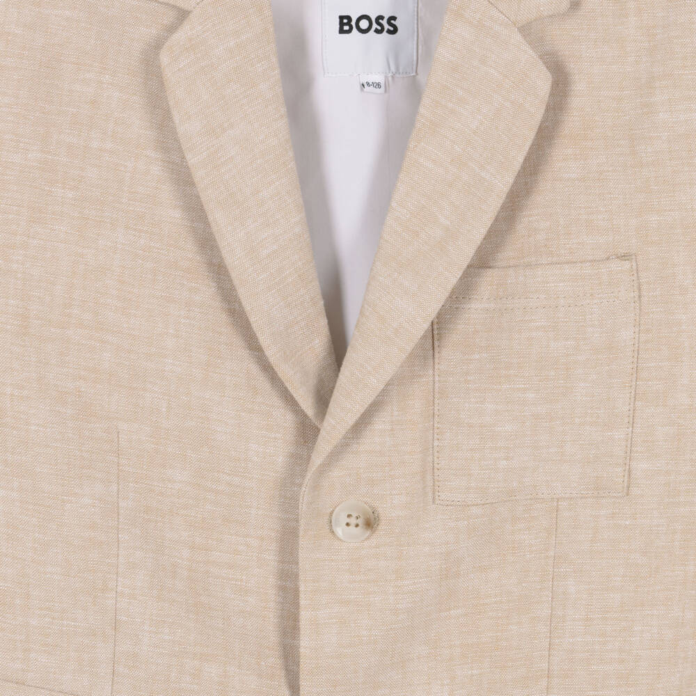 BOSS-Boys Beige Linen Blazer | Childrensalon Outlet