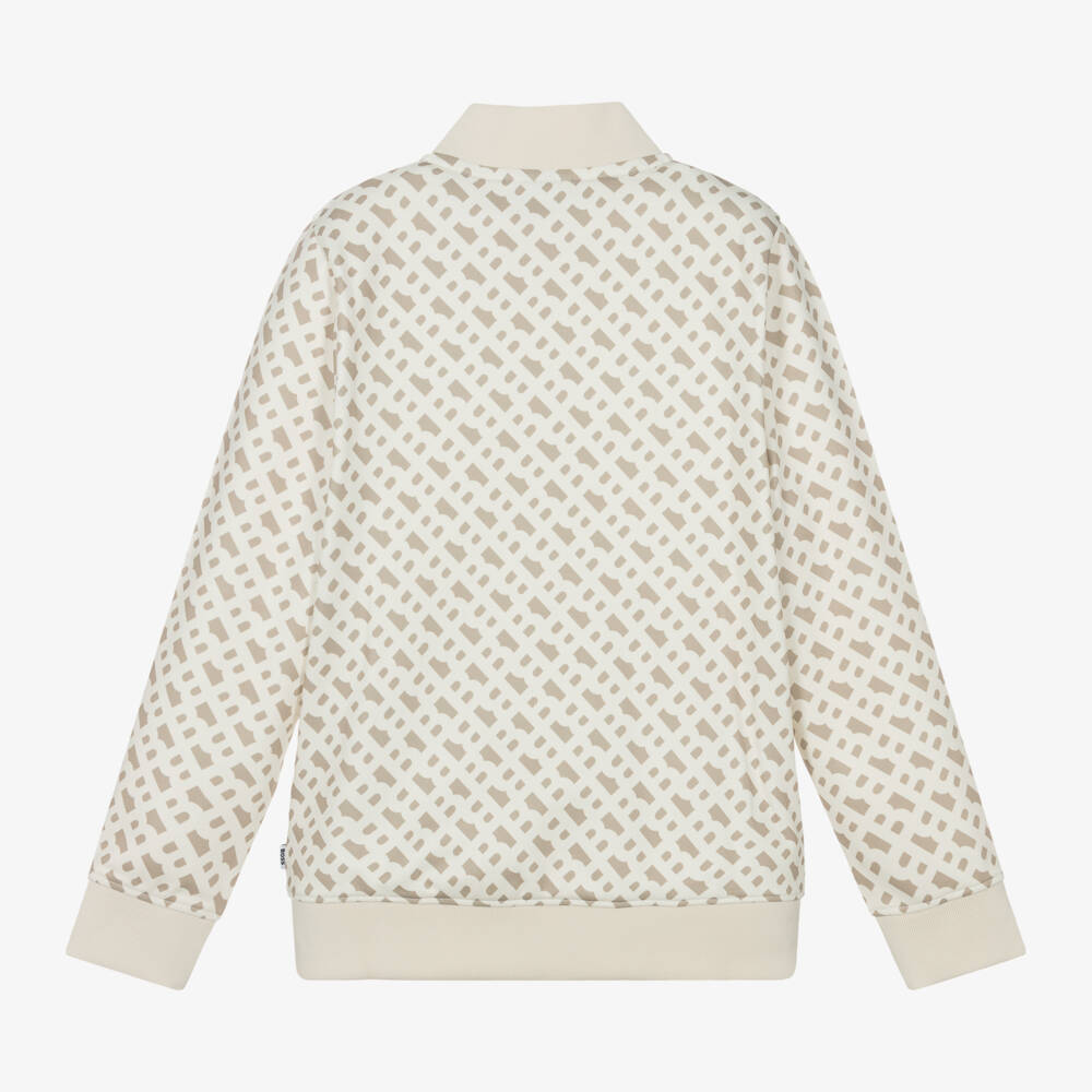 BOSS-Boys Beige Logo Jacket with Zip | Childrensalon Outlet