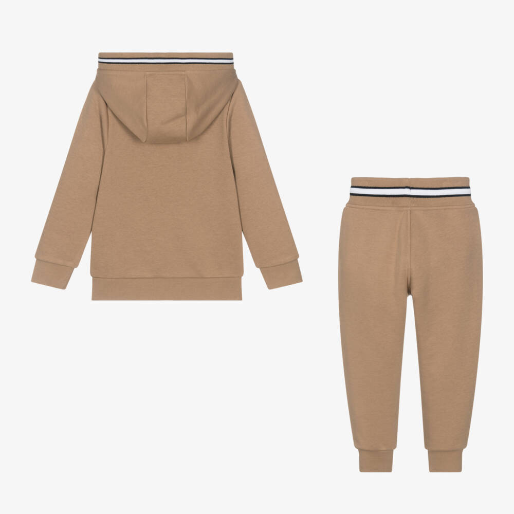 BOSS-Boys Beige Logo Tracksuit | Childrensalon Outlet