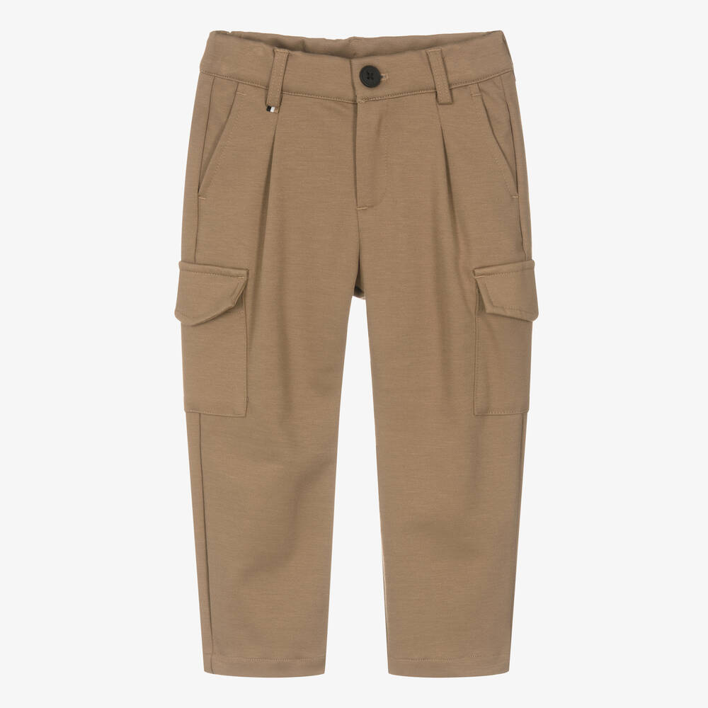 BOSS-Boys Beige Milano Jersey Cargo Trousers | Childrensalon Outlet