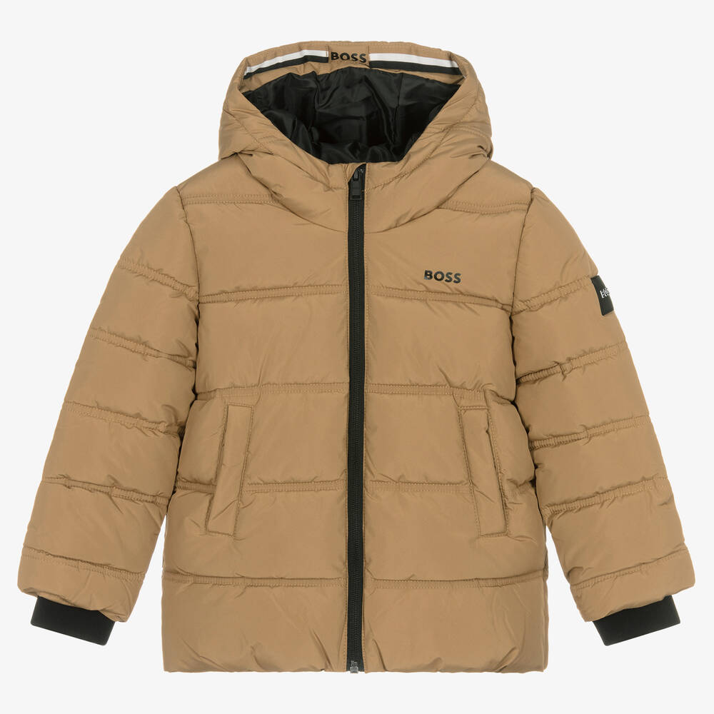 BOSS - Boys Beige Puffer Jacket | Childrensalon