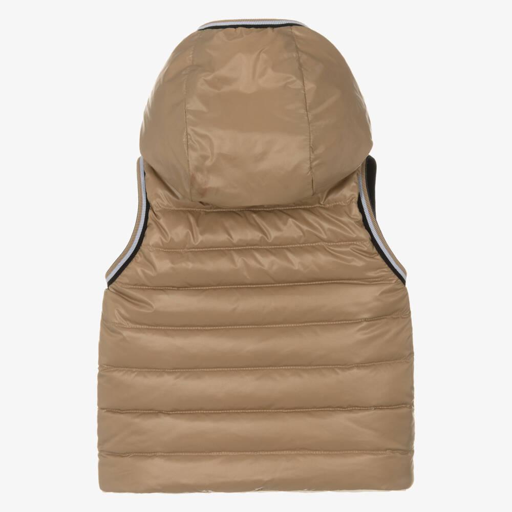 BOSS-Boys Beige Reversible Down Vest | Childrensalon Outlet