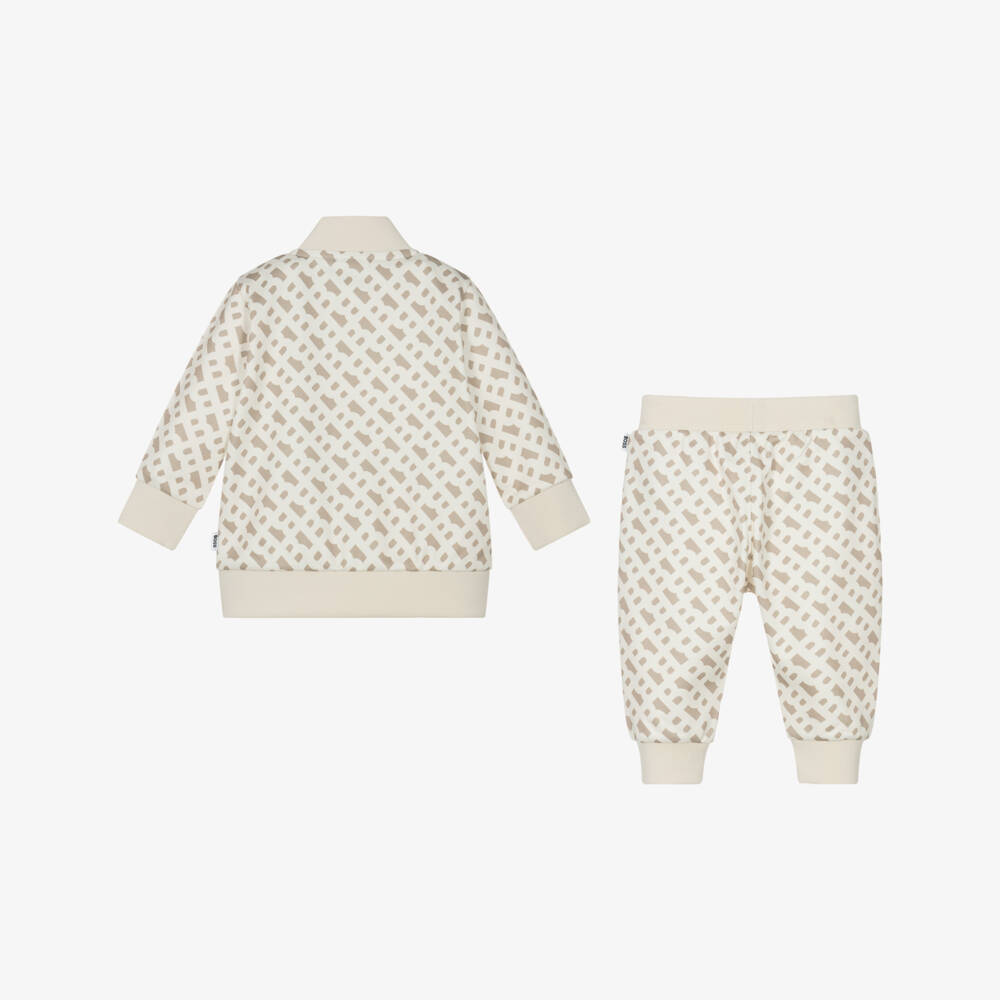 BOSS-Boys Beige Signature Print Set | Childrensalon Outlet