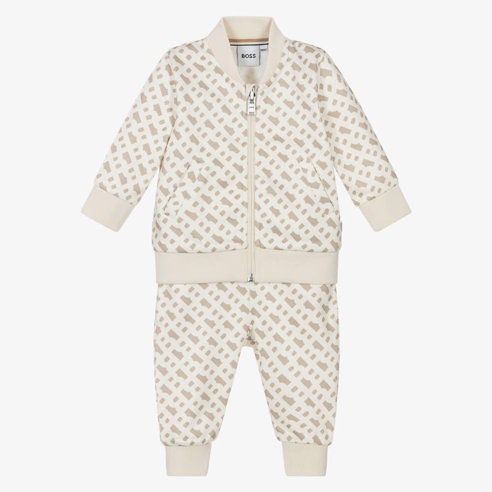 BOSS-Boys Beige Signature Print Set | Childrensalon Outlet