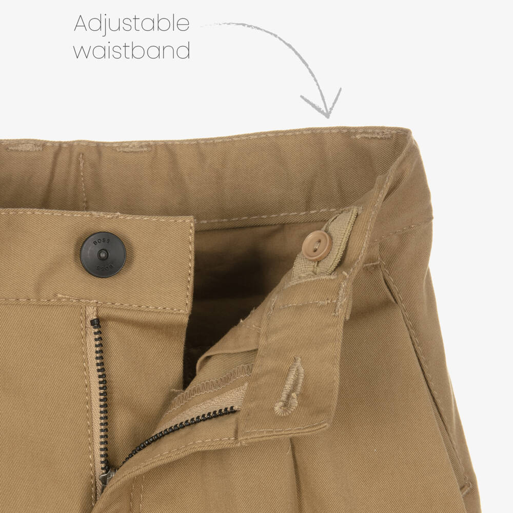 BOSS-Boys Beige Twill Chino Trousers | Childrensalon Outlet