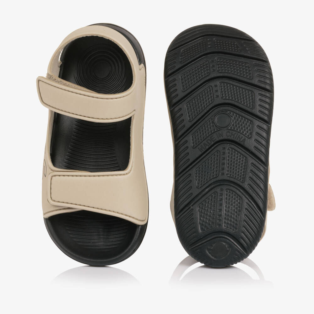 BOSS-Boys Beige Velcro Sandals with Logo | Childrensalon Outlet