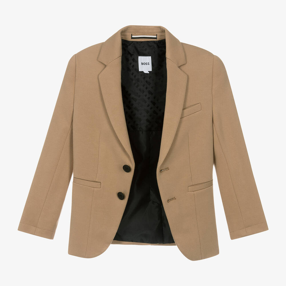 BOSS-Boys Beige Viscose Jersey Suit | Childrensalon Outlet