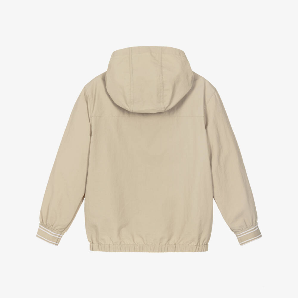BOSS-Boys Beige Water-Repellent Hooded Windbreaker Jacket | Childrensalon Outlet