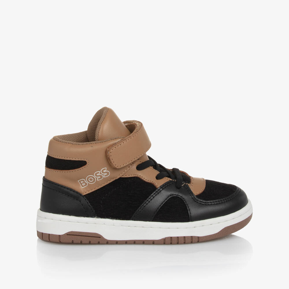 BOSS-Boys Black and Tan High-Tops | Childrensalon Outlet