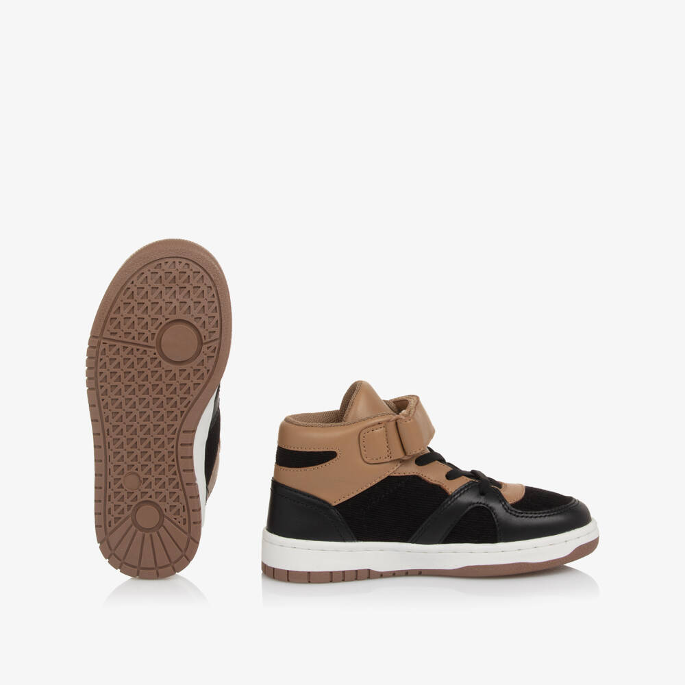 BOSS-Boys Black and Tan High-Tops | Childrensalon Outlet