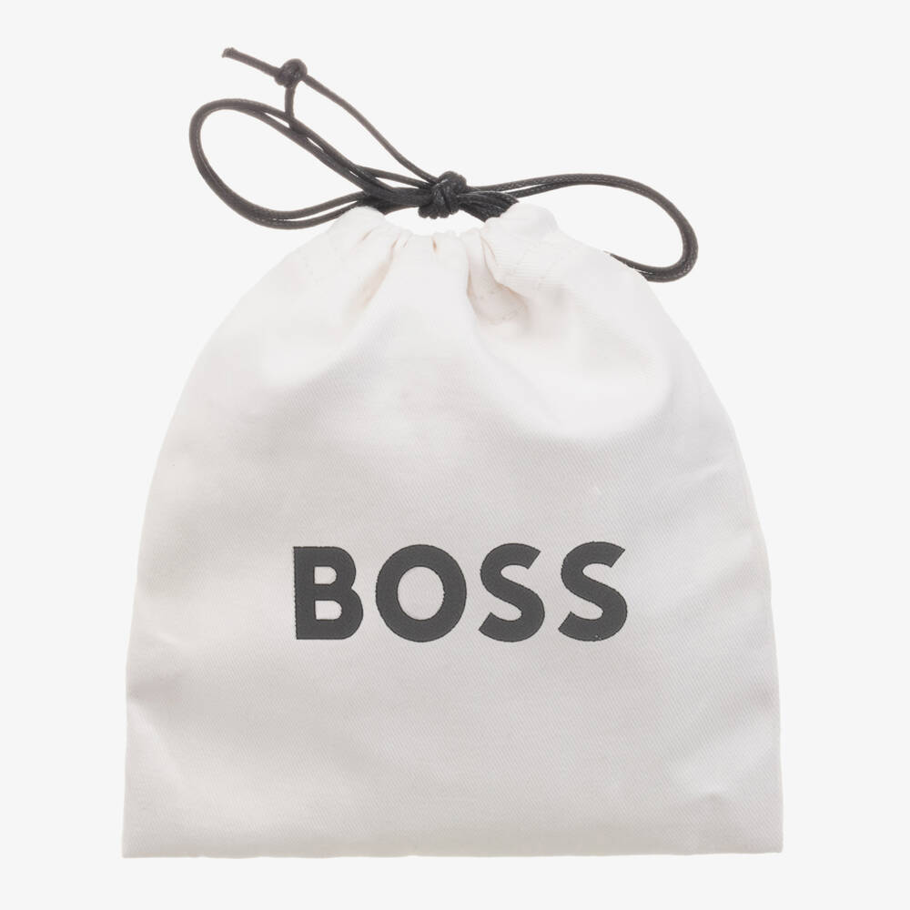 BOSS-Boys Black Backpack with Double B Monogram Pattern (37cm) | Childrensalon Outlet