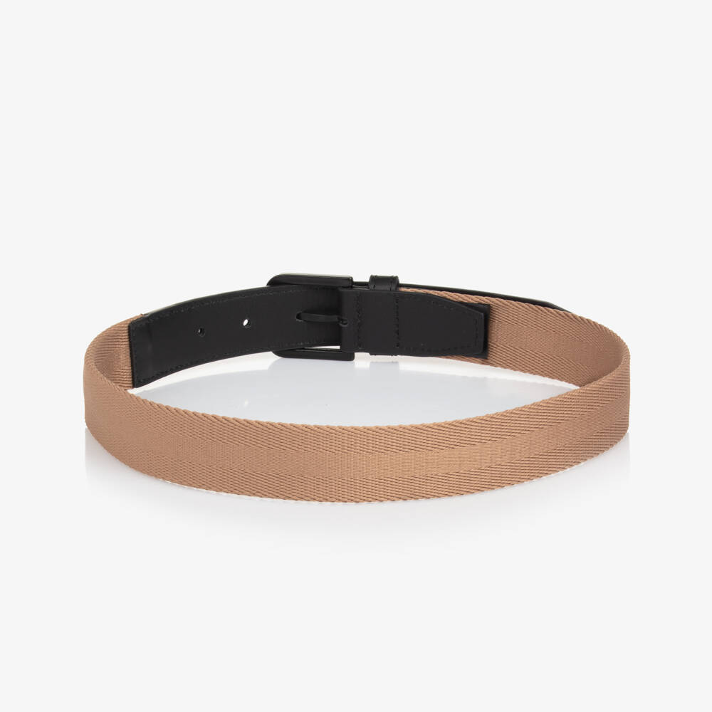 BOSS-Boys Black & Beige Designer Belt | Childrensalon Outlet