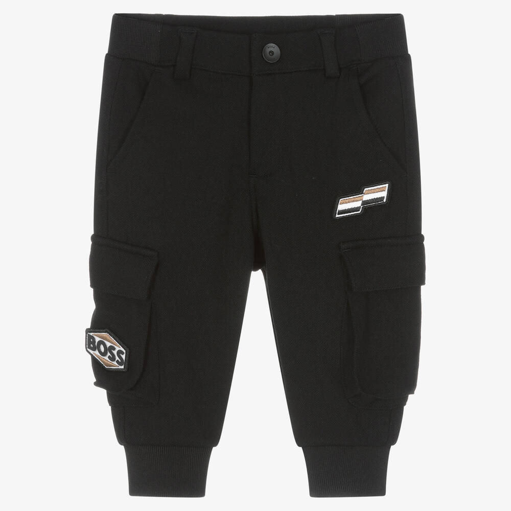 BOSS-Boys Black Black Cargo Joggers | Childrensalon Outlet