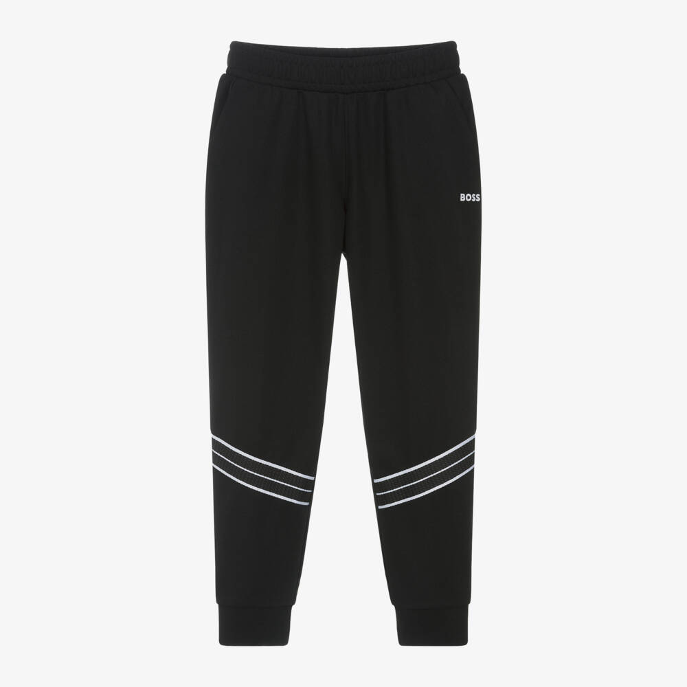 BOSS-Boys Black Braided Jogging Trousers | Childrensalon Outlet