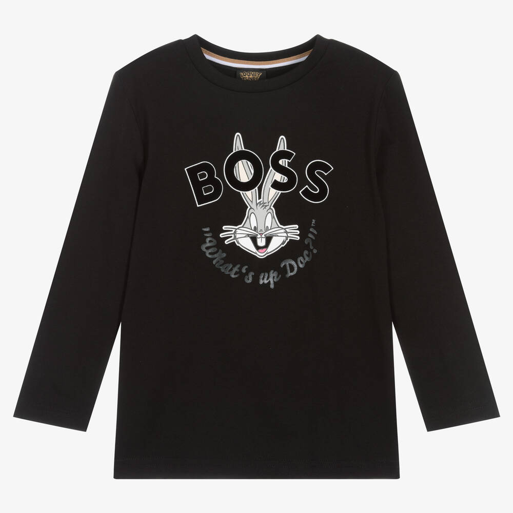 BOSS - Черная футболка с Багзом Банни | Childrensalon