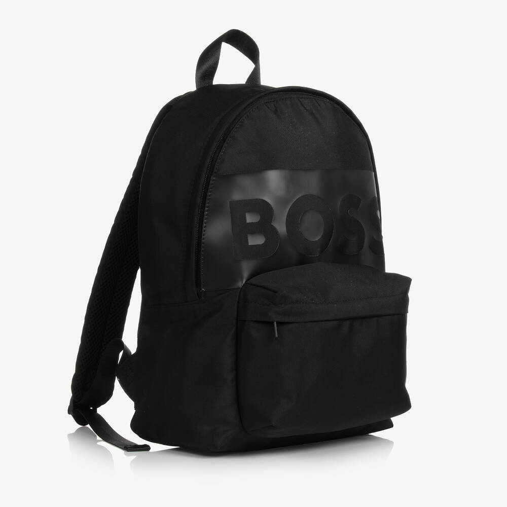 BOSS-Boys Black Canvas Backpack (35cm) | Childrensalon Outlet