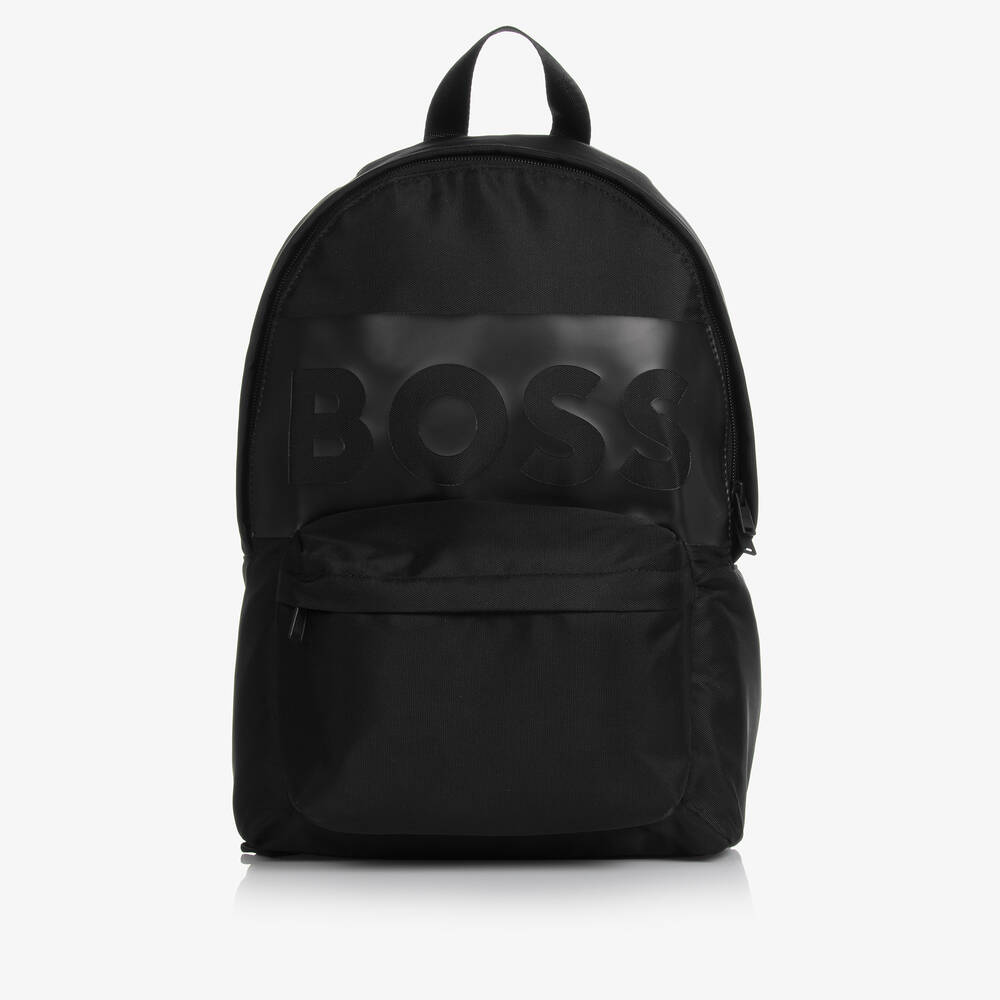 BOSS - Boys Black Canvas Backpack (35cm) | Childrensalon