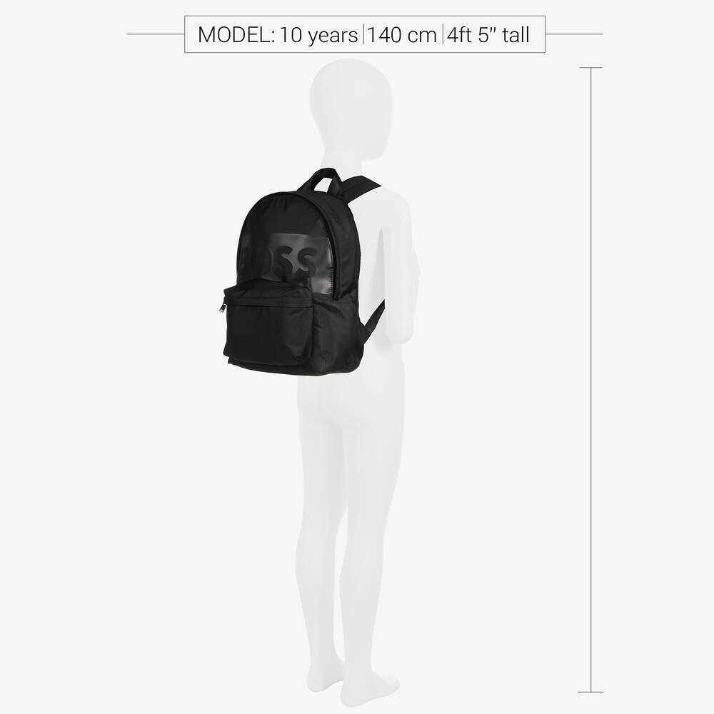 BOSS-Boys Black Canvas Backpack (35cm) | Childrensalon Outlet