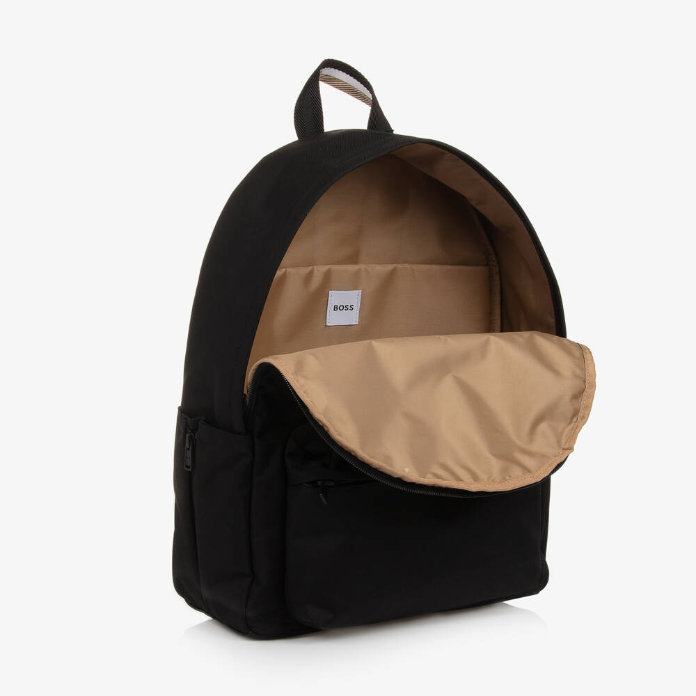 BOSS-Boys Black Canvas Backpack | Childrensalon Outlet