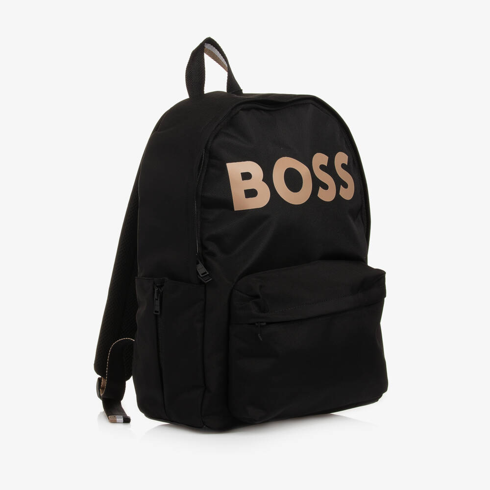 BOSS-Boys Black Canvas Backpack | Childrensalon Outlet