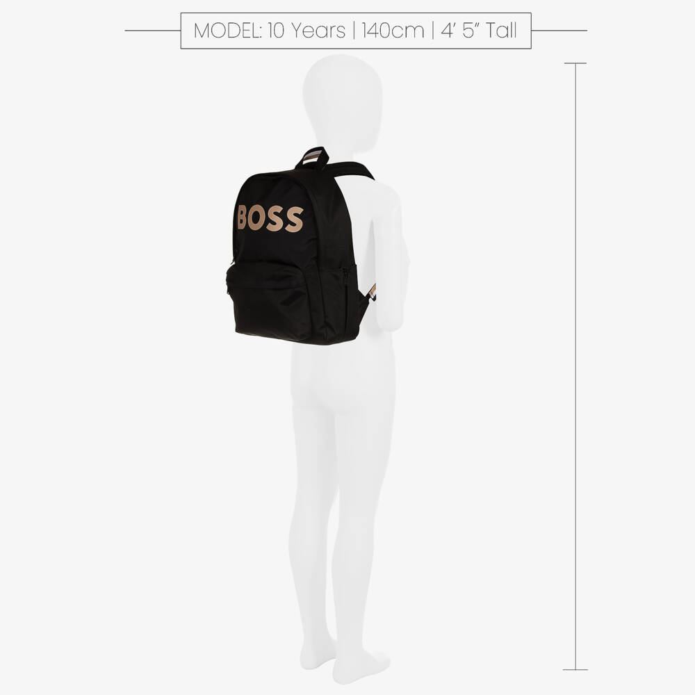 BOSS-Boys Black Canvas Backpack | Childrensalon Outlet
