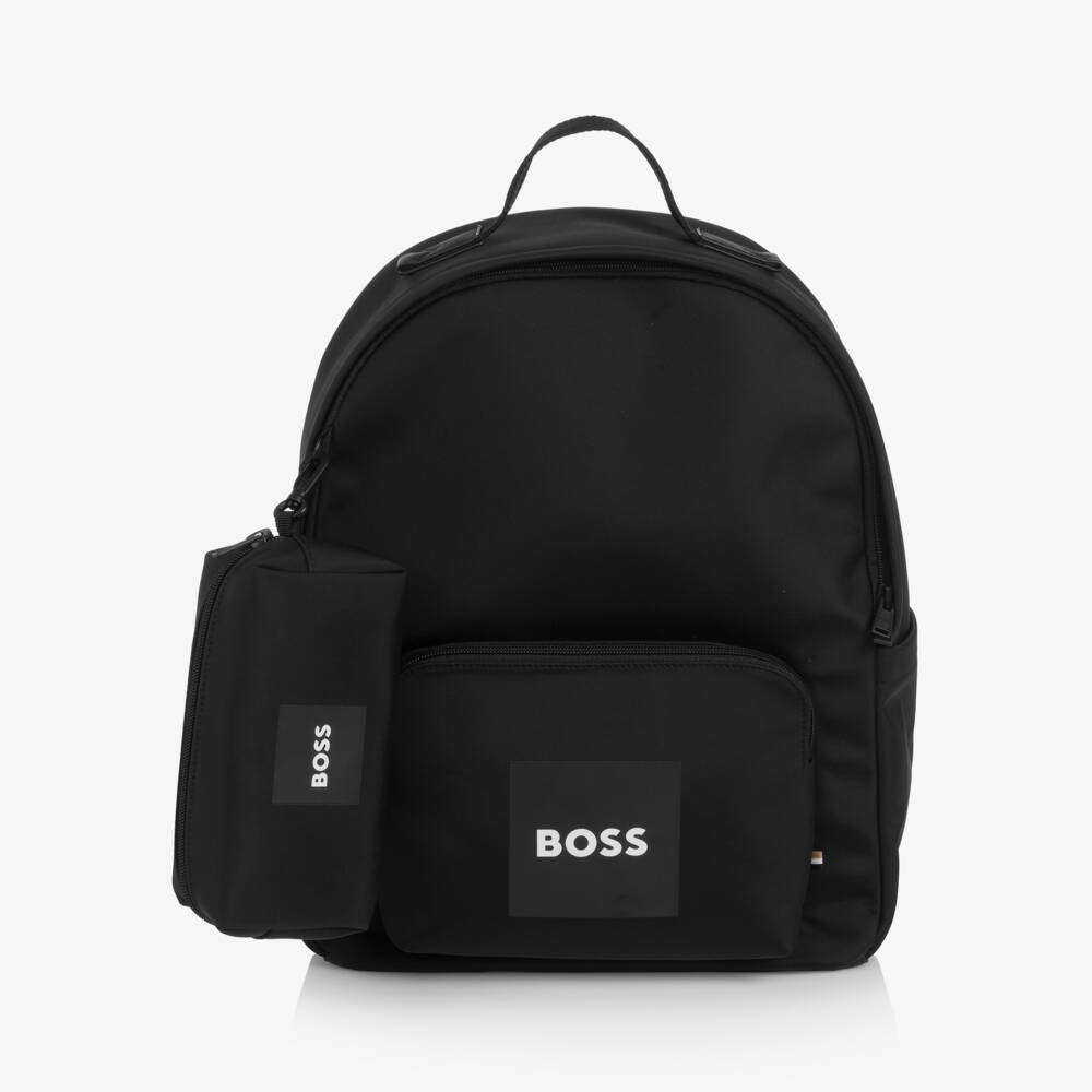 BOSS-Boys Black Canvas Backpack & Pencil Case (38cm) | Childrensalon Outlet